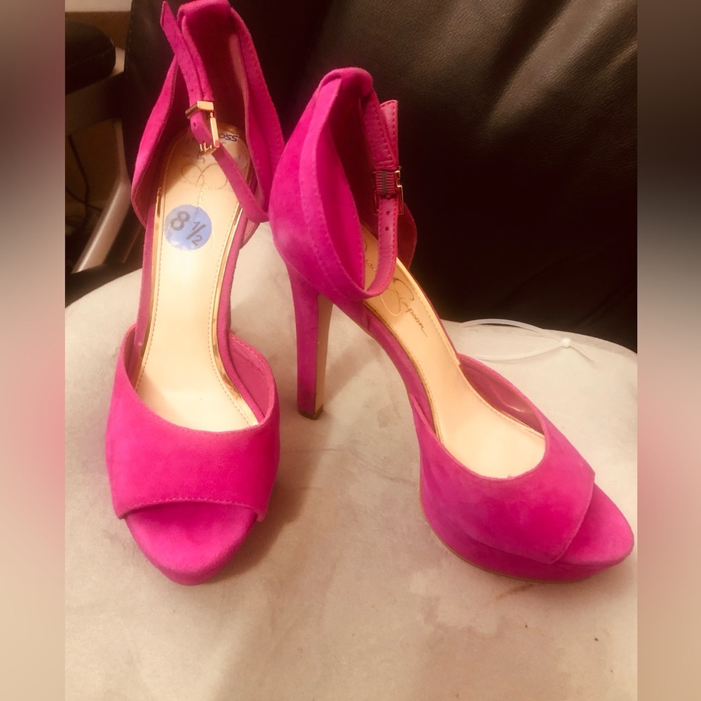 Jessica Simpson 8.5 platform hot pink ankle strap heels
